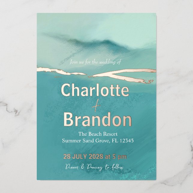 Hochzeitsszenario Abstrakter künstlerischer Landsc Folieneinladung (Vorderseite)