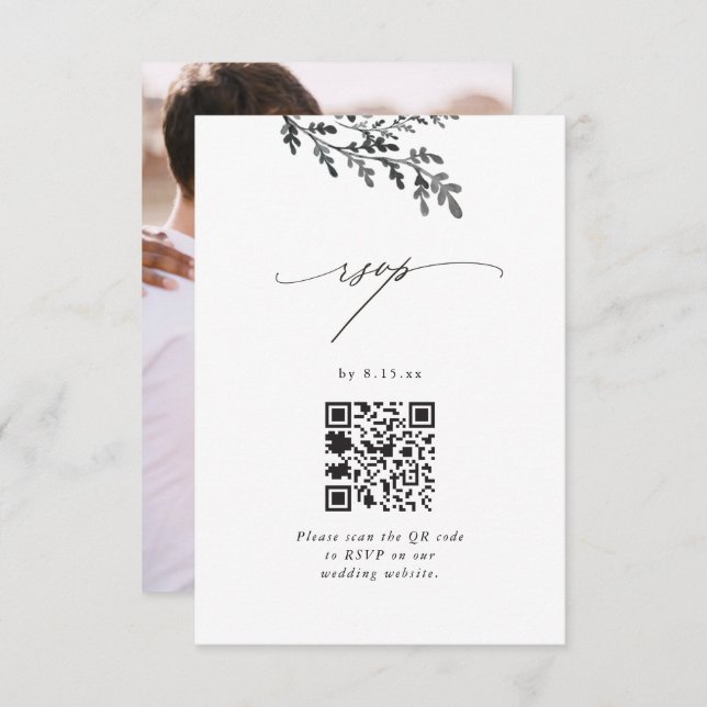 Hochzeitsszenario mit QR-Code und Foto RSVP Karte (Vorne/Hinten)