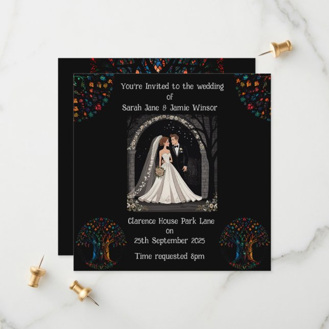 Hochzeitsszenario Personalisiert Einladende Cartoo Save The Date (Vorderseite/Rückseite Beispiel)