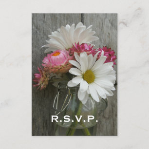 Hochzeitsszenario RSVP: Daisies, Strawblumen und B RSVP Karte