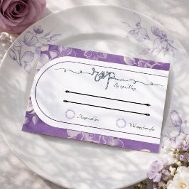 Hochzeitsszenario RSVP lila Vintage Kunst einfügen Einladungspostkarte