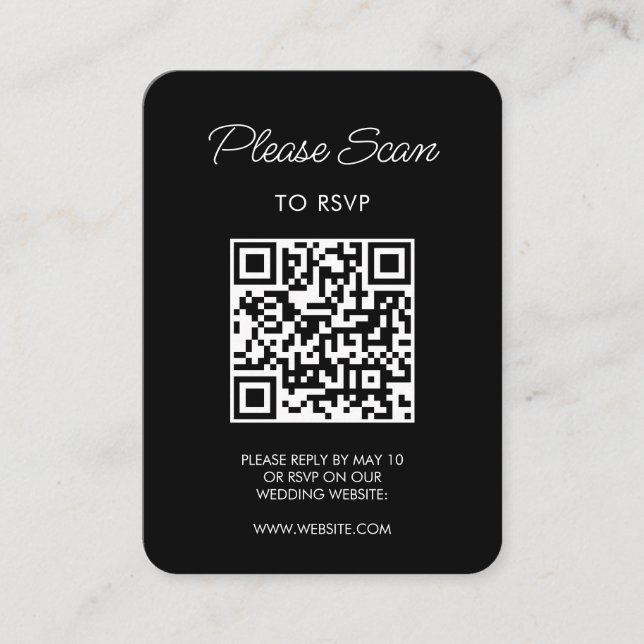 Hochzeitsszenario RSVP, QR-Code Moderner Minimalis Begleitkarte (Vorderseite)