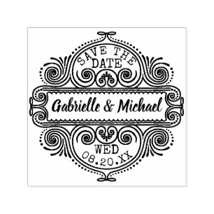 Hochzeitsszenario Speichern des Verzierten Vintage Permastempel