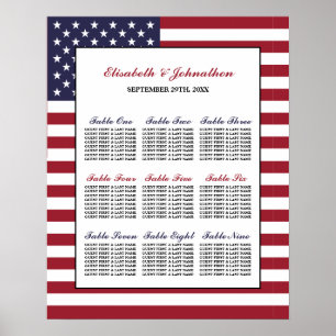 Hochzeitstabelle für amerikanische Flaggen Poster