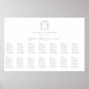 Hochzeitstabelle für dunkelblaues Wappen Poster