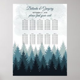 Hochzeitstabelle für Pine Tree Watercolor Forest Poster
