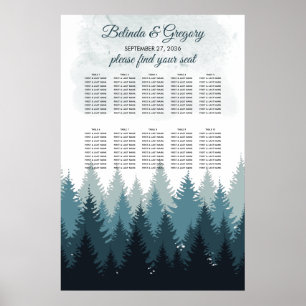 Hochzeitstabelle für Pine Tree Watercolor Forest Poster
