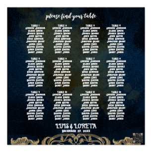 Hochzeitstabelle für Schriften Poster