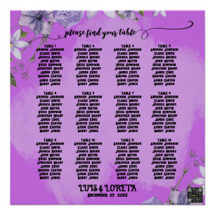 Hochzeitstabelle für Schriften Poster