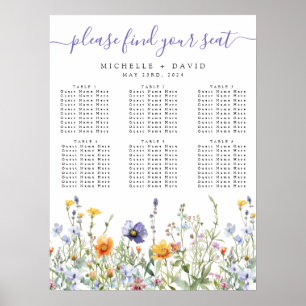 Hochzeitstabelle für Wildblumen Poster