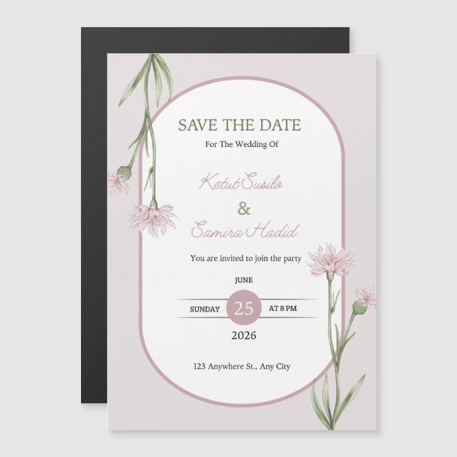 HOCHZEITSTAG 2026 JUNI MAGNETEINLADUNG (Vorne/Hinten)