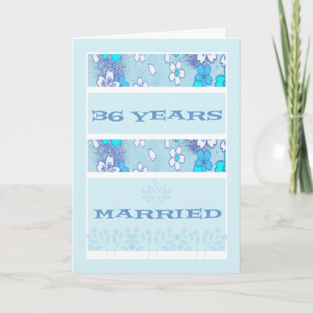 Hochzeitstag, 36 Jahre, Blue Card Karte (Vorderseite)