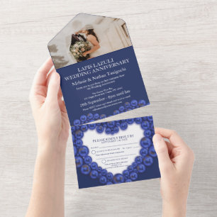 Hochzeitstag 9 Jahre Party blau Foto All In One Einladung