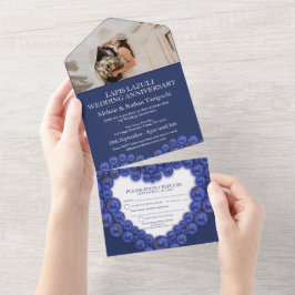 Hochzeitstag 9 Jahre Party blaues Foto All In One Einladung