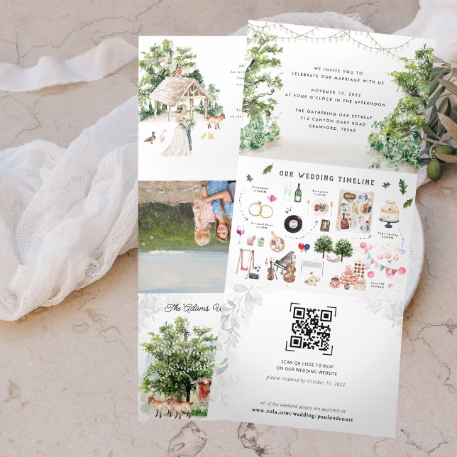 Hochzeitstag | Ansammlung Oaks Waco Dreifach Gefaltete Ankündigung (Von Creator hochgeladen)