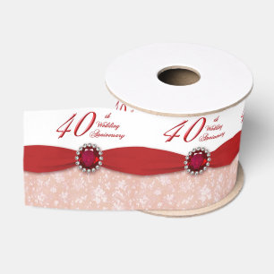 Hochzeitstag-Band des Damast-40. Ripsband