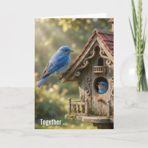 Hochzeitstag Blaue Vögel mit Vogelhaus Karte