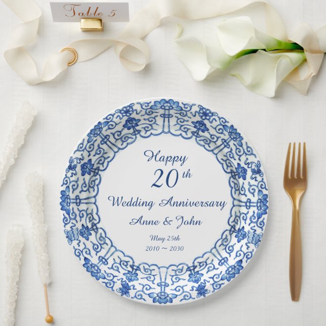 Hochzeitstag Blue Asian - Party Paper Plate Pappteller (Hochzeit)