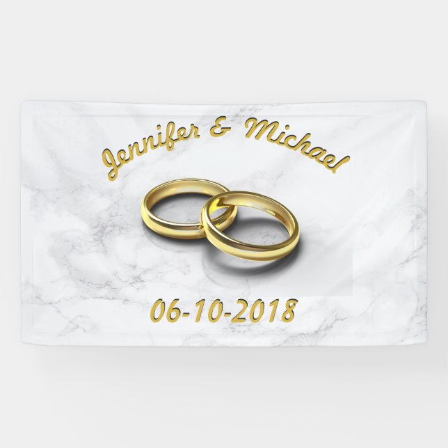 Hochzeitstag Bräune & Groom Maßgeschneiderte Goldr Banner (Horizontal)