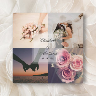 Hochzeitstag Braut und Bräutigam Fotocollage Fotoplatte