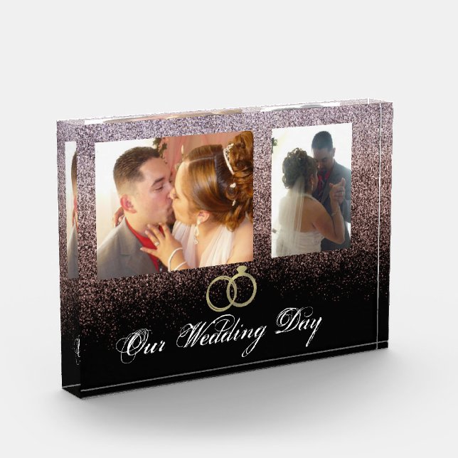 Hochzeitstag Chic Imitate Glitzer Double Fotoblock (Links)