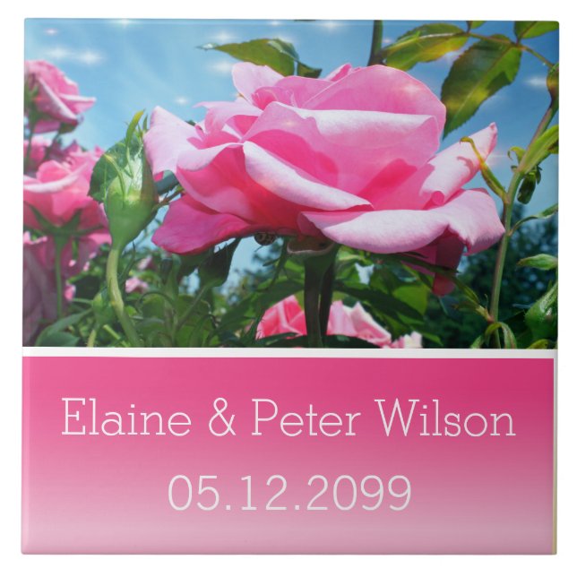 Hochzeitstag der herrlichen Rosa-Blume Fliese (Vorderseite)