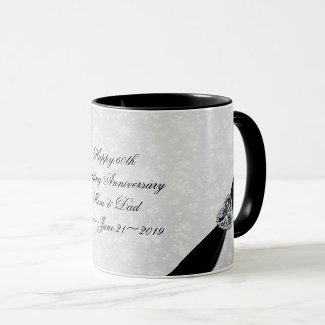 Hochzeitstag des Damast-60. Tasse (VorderseiteRechts)