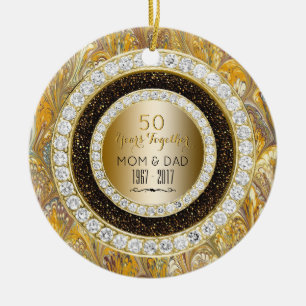 Hochzeitstag des Diamant-Gold50. 50 Jahre Keramik Ornament