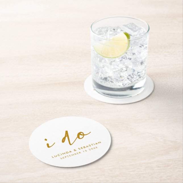 Hochzeitstag Elegante Runder Pappuntersetzer (Vor Ort)