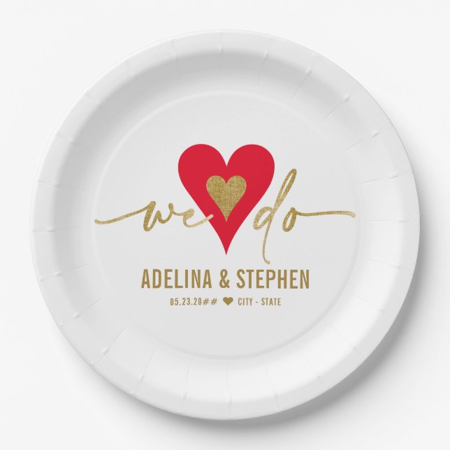 Hochzeitstag Elegantes einfaches Herz Wir machen G Pappteller (Vorderseite)