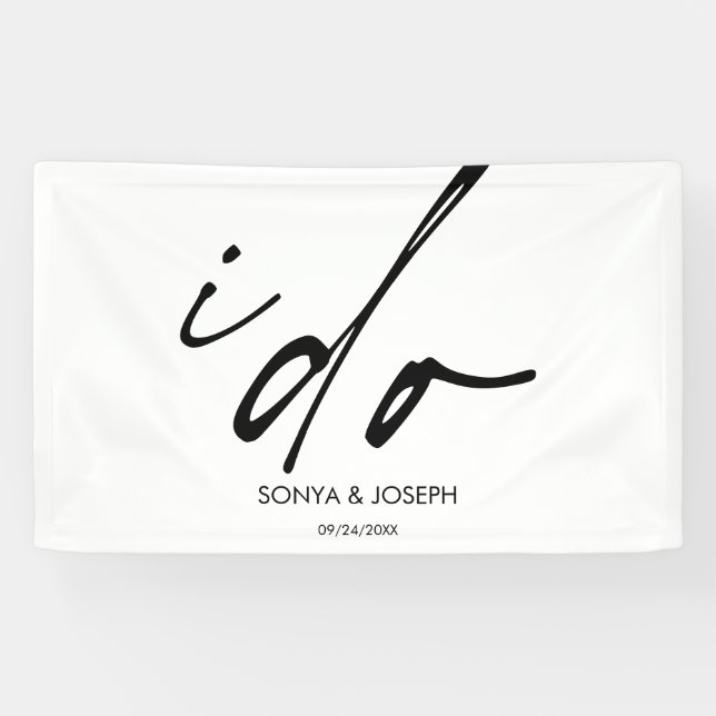 Hochzeitstag Elegantes Skript I Do Banner (Horizontal)