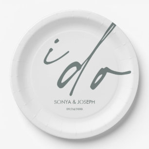 Hochzeitstag Elegantes Skript I Do Pappteller