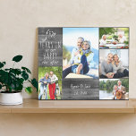Hochzeitstag Foto Collage Graues Holz Look Leinwanddruck<br><div class="desc">Hochzeitstag gedehnte Leinwand, die Sie für jedes Jahr und 5 Ihrer Lieblingsfotos personalisieren können. Die Formulierung lautet "# Jahre in unserem glücklichen immer nachher" und die Vorlage ist für Sie bereit, das Jubiläumsjahr, Ihren Namen und das feststehende Datum hinzuzufügen. Das Design hat einen grauen rustikalen Holzlook, mit lässigen Schriften und...</div>