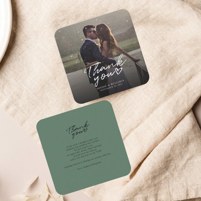Hochzeitstag Foto Handschrift Vielen Dank Mitteilungskarte (Wedding Day Couples Photo Mini Thank You Note Card)