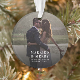 Hochzeitstag Foto Verheiratet & Merry Newlyweds Ornament