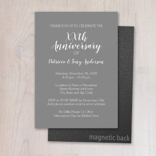 Hochzeitstag - Graue Weiße Party Magneteinladung