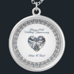 Hochzeitstag-Halskette des Diamant-Herz-60. Versilberte Kette<br><div class="desc">Ein Digitalbcon Bilder entwerfen die Aufmachung Silber-,  Platin- und Diamantfarbthema mit einer Vielzahl der kundenspezifischen Bilder,  der Formen,  der Muster,  der Arten und des Schriftartes in dieser ein-von-ein-netten Diamant-Hochzeits-Jahrestags-Halskette.  Dieses macht ein schönes Andenken zu Ehren dieses momentus occacion.</div>