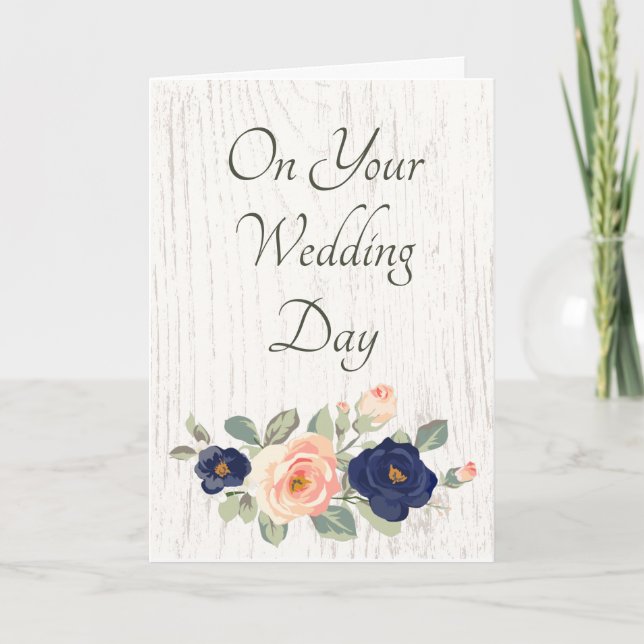 Hochzeitstag Herzlichen Glückwunsch Rustic Floral Karte (Vorderseite)