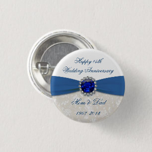 Hochzeitstag-Knopf des Damast-45. Button