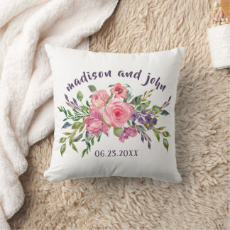 Hochzeitstag Lavendel und rosa Blumenstrauß Kissen