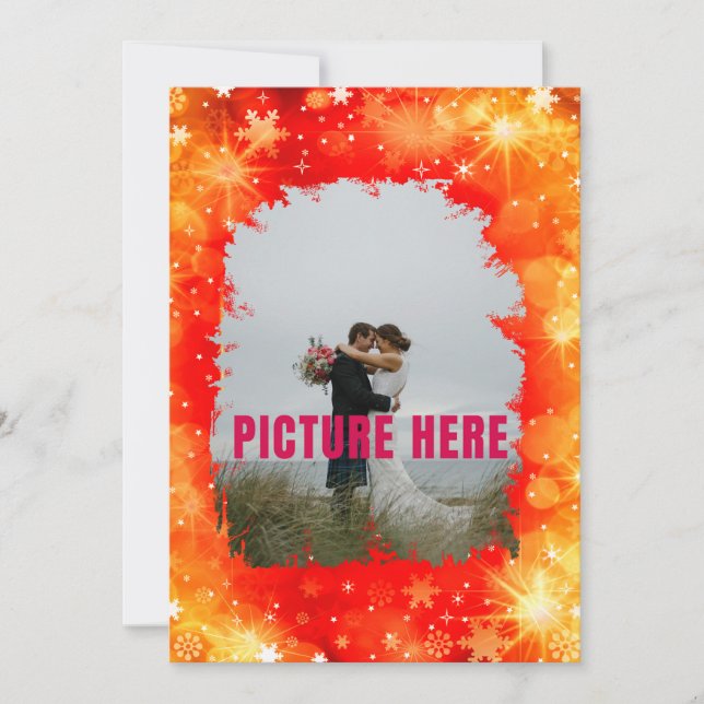 Hochzeitstag leuchtendes farbenfrohes Foto Einladung (Vorderseite)