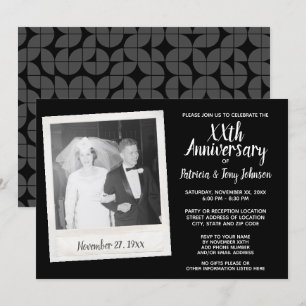 Hochzeitstag mit Vintage-Foto - schwarz Einladung