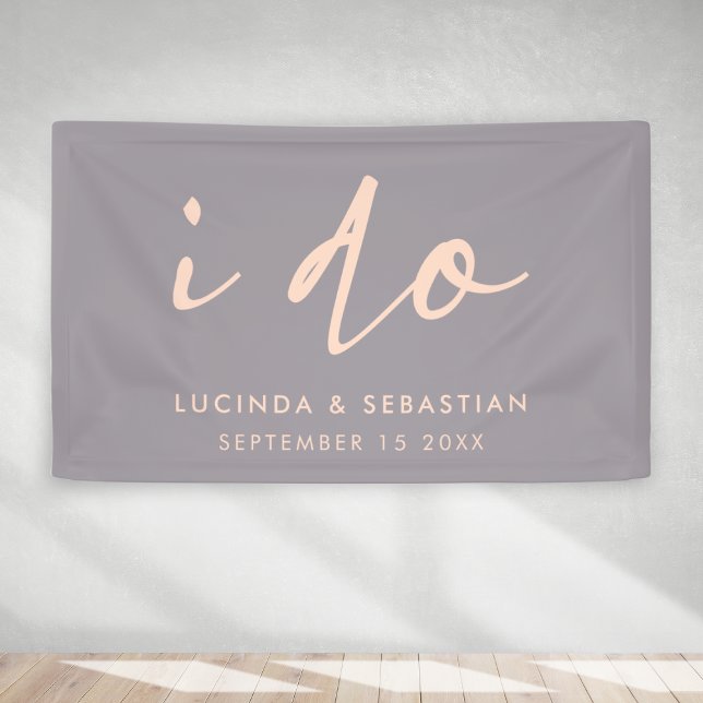 Hochzeitstag Modernes, elegantes Skript I Do Gray Banner (Von Creator hochgeladen)