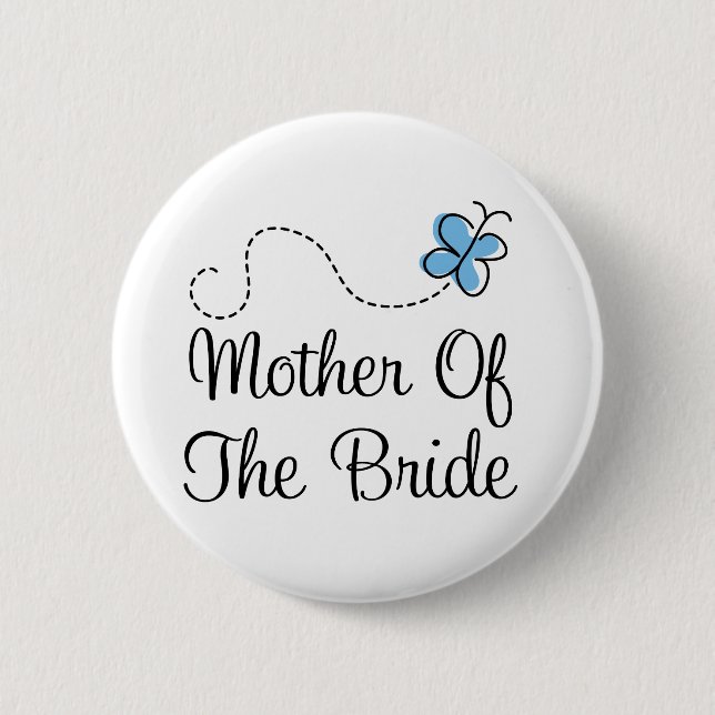 Hochzeitstag-Mutter des Braut-Blau-Knopfes Button (Vorderseite)