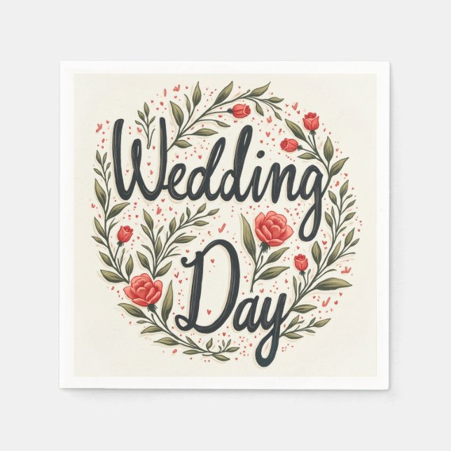 Hochzeitstag Napkin Serviette (Vorderseite)