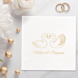 Hochzeitstag Paar Schwäne V2 Servietten Mit Folie