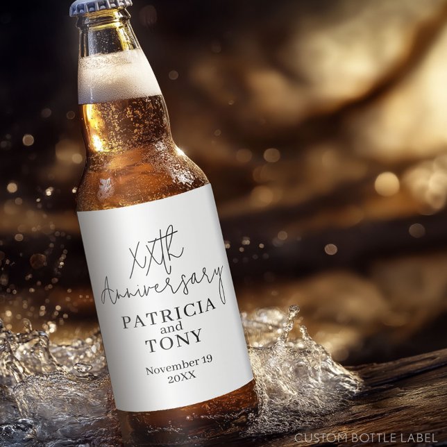 Hochzeitstag Personalisiert BW Modern Bierflaschenetikett (Custom Party Beer Label - Wedding Anniversary)