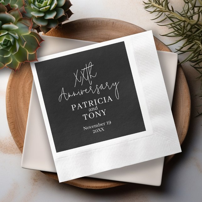 Hochzeitstag Personalisiert BW Modern Serviette (Anniversary Napkins)