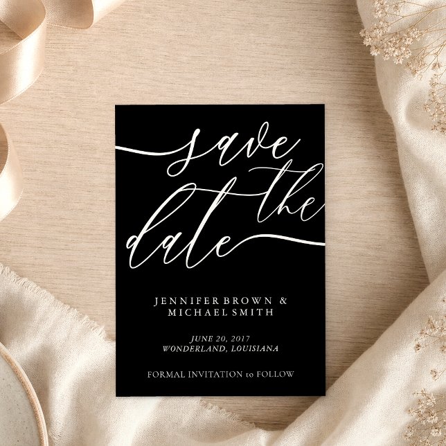 Hochzeitstag Rett Custom Foto Calligraphy Save The Date (Von Creator hochgeladen)