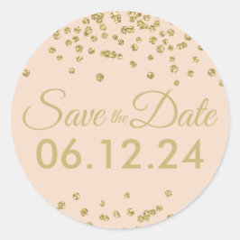 Hochzeitstag Rett Gold Glitzer Confetti Blush Rose Runder Aufkleber